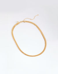 Gold Plated Textured Flat Chain Necklace - link has visual effect only