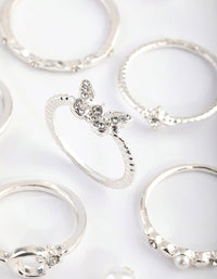 Silver Diamante Butterfly Ring Stack 24-Pack - link has visual effect only