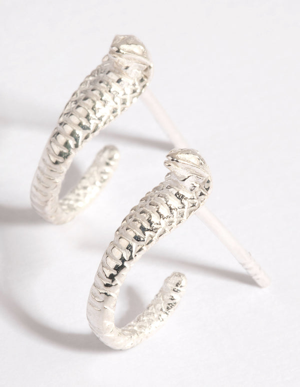 Sterling Silver King Cobra Hoop Earrings