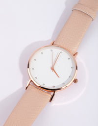 Gold Crosshatch PU Strap Watch - link has visual effect only