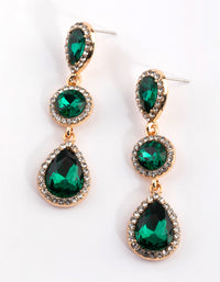 Green Diamante Circle & Teardrop Earrings - link has visual effect only