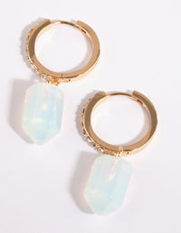 Gold Moonstone & Diamante Huggie Earrings - link has visual effect only