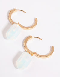 Gold Moonstone & Diamante Huggie Earrings - link has visual effect only