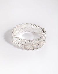 Silver Plated Cubic Zirconia Navette Ring - link has visual effect only