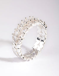 Silver Plated Cubic Zirconia Navette Ring - link has visual effect only