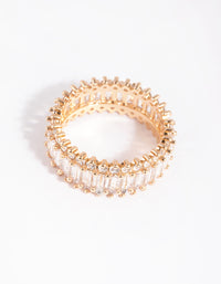 Gold Cubic Zirconia Baguette Ring - link has visual effect only