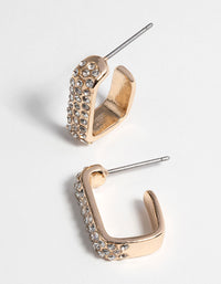 Gold Rectangular Huggie Hoop Earrings - link has visual effect only