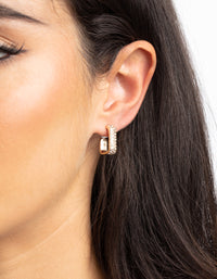 Gold Rectangular Huggie Hoop Earrings - link has visual effect only