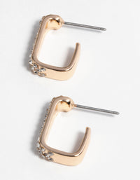 Gold Rectangular Huggie Hoop Earrings - link has visual effect only