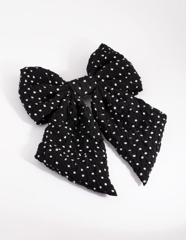 Black & White Polka Dot Bow Clip