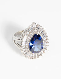 Sapphire Diamond Simulant Teardrop Cocktail Ring - link has visual effect only