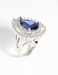 Sapphire Diamond Simulant Teardrop Cocktail Ring - link has visual effect only