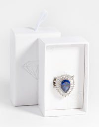 Sapphire Diamond Simulant Teardrop Cocktail Ring - link has visual effect only