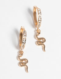 Gold Snake & Diamante Huggie Hoop Earrings - link has visual effect only