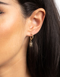 Gold Flower Huggie Hoop Earrings - link has visual effect only