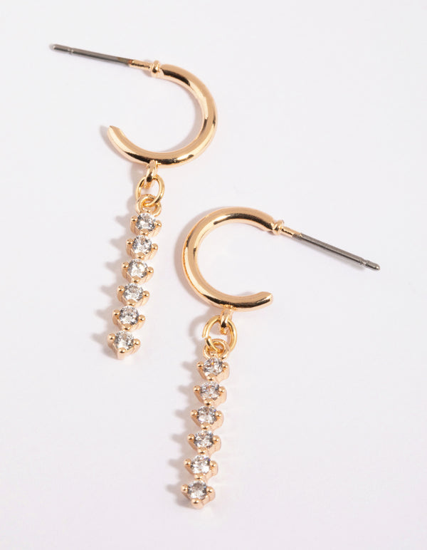 Gold Diamante Huggie Hoop Earrings