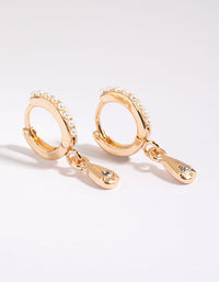 Gold Huggie Hoop Earrings with Pearls - link has visual effect only