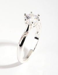 Silver Plated Twisted Ring with Cubic Zirconia - link has visual effect only