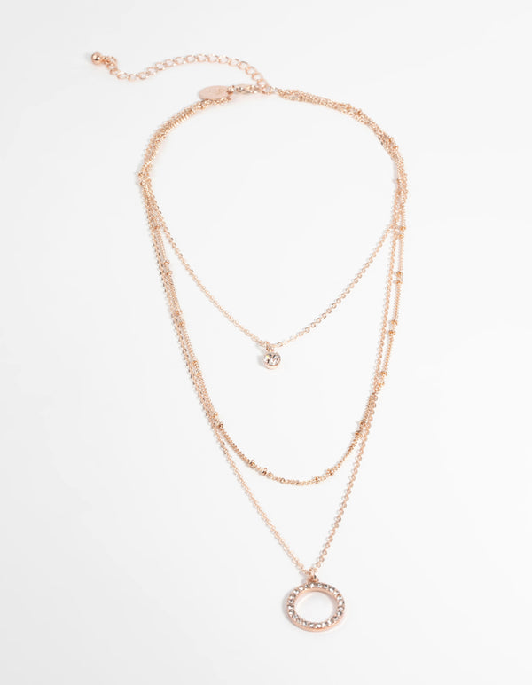 Rose Gold Diamante Necklace - Lovisa