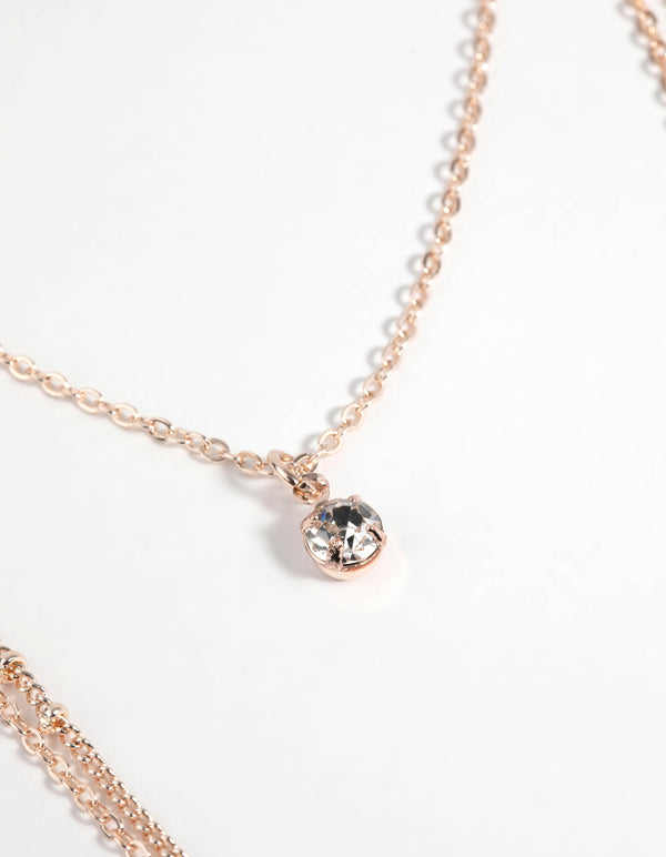 Rose Gold Diamante Necklace - Lovisa