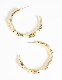 Gold Plated Molten Hoop Earrings - link has visual effect only