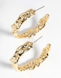 Gold Plated Molten Hoop Earrings - link has visual effect only