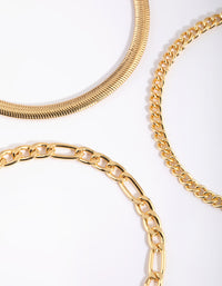 Gold Plated Snake Chain Bracelet Pack - link has visual effect only