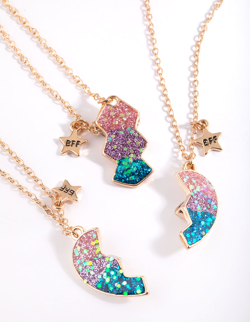 Kids Glitter Heart Best Friend Necklace Pack - Lovisa