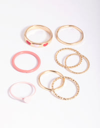 Gold Enamel Hearts Ring Pack - link has visual effect only