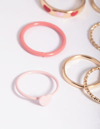 Gold Enamel Hearts Ring Pack - link has visual effect only