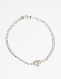 Rhodium Pave Diamante Heart Bracelet - link has visual effect only