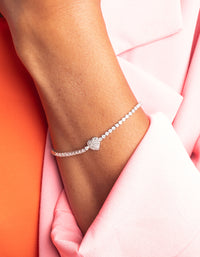 Rhodium Pave Diamante Heart Bracelet - link has visual effect only