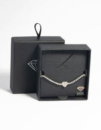 Rhodium Pave Diamante Heart Bracelet - link has visual effect only