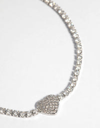 Rhodium Pave Diamante Heart Bracelet - link has visual effect only