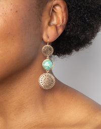 Gold Disc Drop Earrings with Amazonite - link has visual effect only