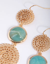 Gold Disc Drop Earrings with Amazonite - link has visual effect only