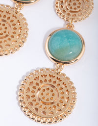 Gold Disc Drop Earrings with Amazonite - link has visual effect only