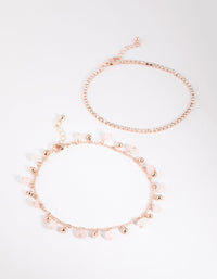 Rose Quartz Jingle Anklet Set - link has visual effect only