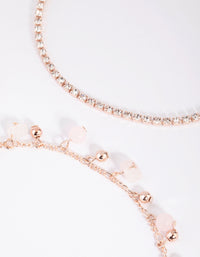 Rose Quartz Jingle Anklet Set - link has visual effect only