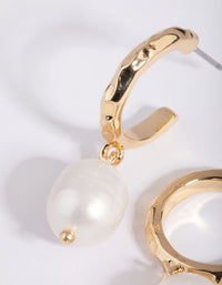 Gold Plated Hoop Earrings with Freshwater Pearls - link has visual effect only