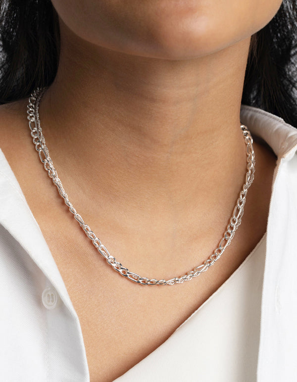 Layered silver deals chain necklace