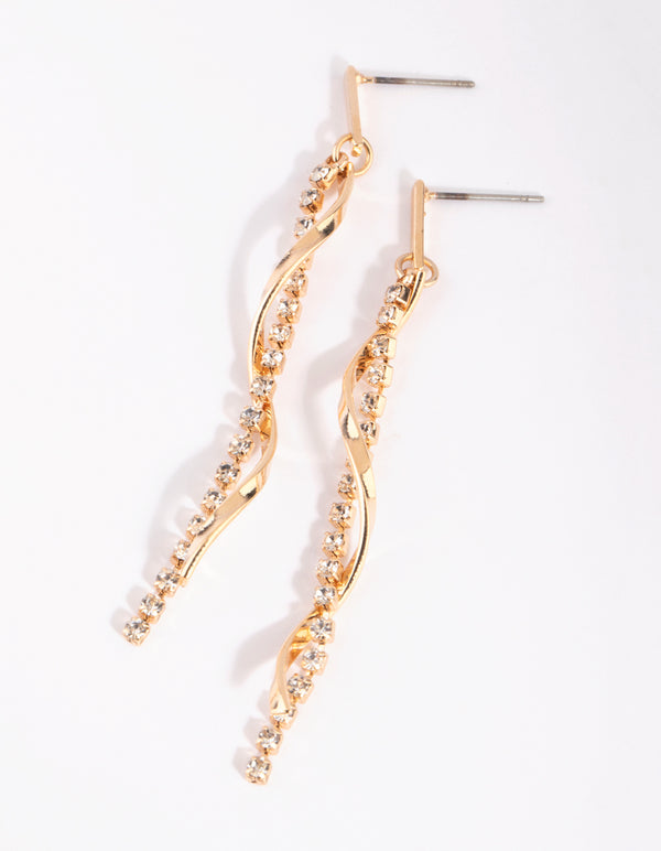 Gold Diamante Drop Earrings