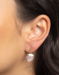 Gold Rose Quartz Stacking Earrings - link has visual effect only