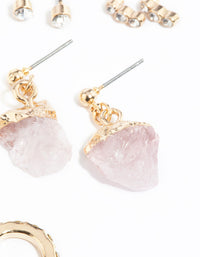 Gold Rose Quartz Stacking Earrings - link has visual effect only