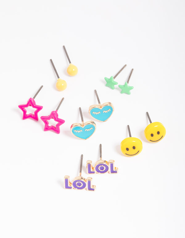 Kids Smile Stud Earring 6-Pack