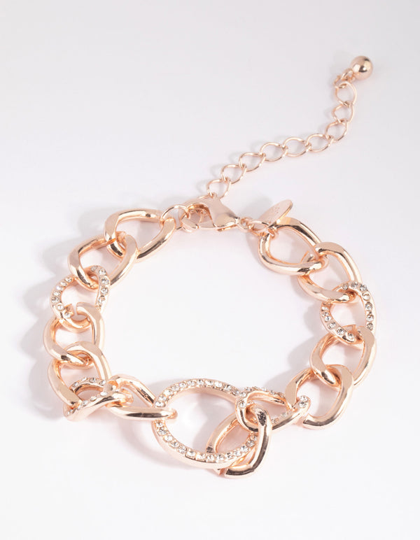 Openable rose gold plated link chain bracelet 