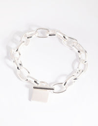 Silver Padlock Chain Bracelet - link has visual effect only