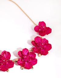 Fuchsia Pearlised Flower Necklace - link has visual effect only