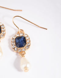 Gold Diamante & Pearl Drop Earrings - link has visual effect only