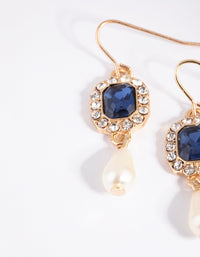 Gold Diamante & Pearl Drop Earrings - link has visual effect only